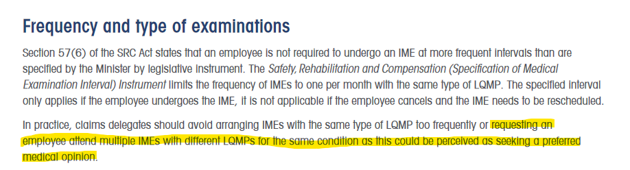 An extract from the Section 57 Guidance document by Comcare