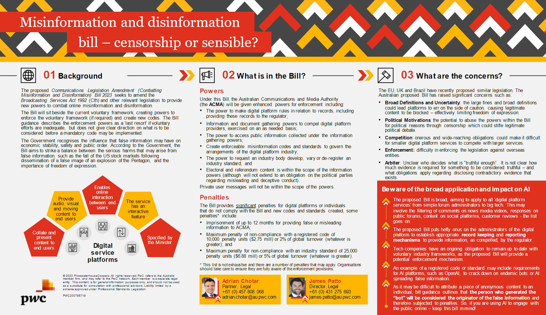 Info-graphic on the Misinformation and Disinformation Bill source PwC