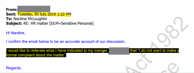 Witness statement redacted by Nardine, trivially un-redacted